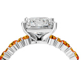 White gold Princess Cut Diamond Side Stone Solitaire Ring with Round with Citrine side stone and Four-Prong Setting_4