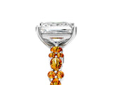 White gold Princess Cut Diamond Side Stone Solitaire Ring with Round with Citrine side stone and Four-Prong Setting_5