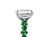 White gold Princess Cut Diamond Side Stone Solitaire Ring with Round with Emerald side stone and Four-Prong Setting_5