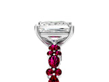 White gold Princess Cut Diamond Side Stone Solitaire Ring with Round with Garnet side stone and Four-Prong Setting_23
