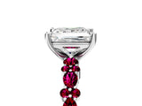 White gold Princess Cut Diamond Side Stone Solitaire Ring with Round with Garnet side stone and Four-Prong Setting_5