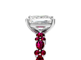White gold Princess Cut Diamond Side Stone Solitaire Ring with Round with Garnet side stone and Four-Prong Setting_5