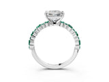 White gold Princess Cut Diamond Side Stone Solitaire Ring with Round with Green Sapphire side stone and Four-Prong Setting_15