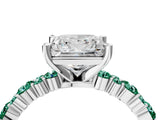 White gold Princess Cut Diamond Side Stone Solitaire Ring with Round with Green Sapphire side stone and Four-Prong Setting_16