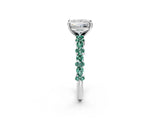White gold Princess Cut Diamond Side Stone Solitaire Ring with Round with Green Sapphire side stone and Four-Prong Setting_2