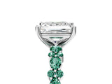 White gold Princess Cut Diamond Side Stone Solitaire Ring with Round with Green Sapphire side stone and Four-Prong Setting_5
