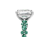 White gold Princess Cut Diamond Side Stone Solitaire Ring with Round with Green Sapphire side stone and Four-Prong Setting_5