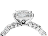 White gold Princess Cut Diamond Side Stone Solitaire Ring with Round with Moissanite side stone and Four-Prong Setting_16
