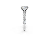 White gold Princess Cut Diamond Side Stone Solitaire Ring with Round with Moissanite side stone and Four-Prong Setting_2