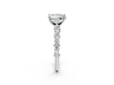 White gold Princess Cut Diamond Side Stone Solitaire Ring with Round with Moissanite side stone and Four-Prong Setting_2