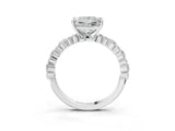 White gold Princess Cut Diamond Side Stone Solitaire Ring with Round with Moissanite side stone and Four-Prong Setting_3