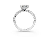 White gold Princess Cut Diamond Side Stone Solitaire Ring with Round with Moissanite side stone and Four-Prong Setting_3