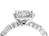 White gold Princess Cut Diamond Side Stone Solitaire Ring with Round with Moissanite side stone and Four-Prong Setting_4