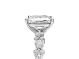 White gold Princess Cut Diamond Side Stone Solitaire Ring with Round with Moissanite side stone and Four-Prong Setting_5