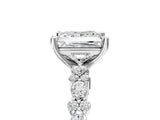 White gold Princess Cut Diamond Side Stone Solitaire Ring with Round with Moissanite side stone and Four-Prong Setting_5