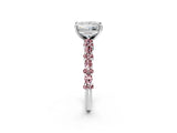 White gold Princess Cut Diamond Side Stone Solitaire Ring with Round with Morganite side stone and Four-Prong Setting_14