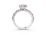 White gold Princess Cut Diamond Side Stone Solitaire Ring with Round with Morganite side stone and Four-Prong Setting_15