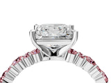 White gold Princess Cut Diamond Side Stone Solitaire Ring with Round with Morganite side stone and Four-Prong Setting_16