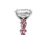White gold Princess Cut Diamond Side Stone Solitaire Ring with Round with Morganite side stone and Four-Prong Setting_17