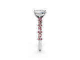 White gold Princess Cut Diamond Side Stone Solitaire Ring with Round with Morganite side stone and Four-Prong Setting_2