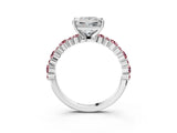 White gold Princess Cut Diamond Side Stone Solitaire Ring with Round with Morganite side stone and Four-Prong Setting_3