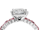 White gold Princess Cut Diamond Side Stone Solitaire Ring with Round with Morganite side stone and Four-Prong Setting_4