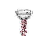 White gold Princess Cut Diamond Side Stone Solitaire Ring with Round with Morganite side stone and Four-Prong Setting_5