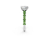 White gold Princess Cut Diamond Side Stone Solitaire Ring with Round with Peridot side stone and Four-Prong Setting_14