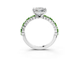 White gold Princess Cut Diamond Side Stone Solitaire Ring with Round with Peridot side stone and Four-Prong Setting_15