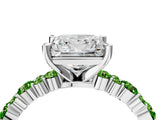 White gold Princess Cut Diamond Side Stone Solitaire Ring with Round with Peridot side stone and Four-Prong Setting_16