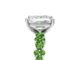 White gold Princess Cut Diamond Side Stone Solitaire Ring with Round with Peridot side stone and Four-Prong Setting_17