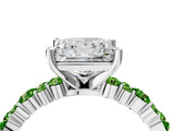 White gold Princess Cut Diamond Side Stone Solitaire Ring with Round with Peridot side stone and Four-Prong Setting_4