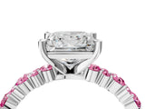 White gold Princess Cut Diamond Side Stone Solitaire Ring with Round with Pink Sapphire side stone and Four-Prong Setting_4