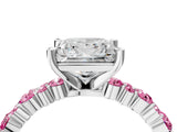 White gold Princess Cut Diamond Side Stone Solitaire Ring with Round with Pink Sapphire side stone and Four-Prong Setting_4