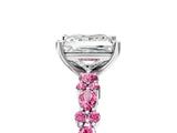 White gold Princess Cut Diamond Side Stone Solitaire Ring with Round with Pink Sapphire side stone and Four-Prong Setting_5