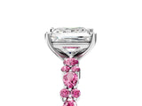White gold Princess Cut Diamond Side Stone Solitaire Ring with Round with Pink Sapphire side stone and Four-Prong Setting_5