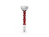 White gold Princess Cut Diamond Side Stone Solitaire Ring with Round with Ruby side stone and Four-Prong Setting_14