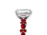 White gold Princess Cut Diamond Side Stone Solitaire Ring with Round with Ruby side stone and Four-Prong Setting_5