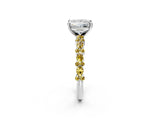 White gold Princess Cut Diamond Side Stone Solitaire Ring with Round with Yellow Sapphire side stone and Four-Prong Setting_14