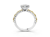 White gold Princess Cut Diamond Side Stone Solitaire Ring with Round with Yellow Sapphire side stone and Four-Prong Setting_15