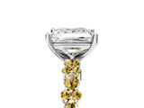White gold Princess Cut Diamond Side Stone Solitaire Ring with Round with Yellow Sapphire side stone and Four-Prong Setting_17