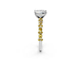White gold Princess Cut Diamond Side Stone Solitaire Ring with Round with Yellow Sapphire side stone and Four-Prong Setting_2