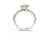 White gold Princess Cut Diamond Side Stone Solitaire Ring with Round with Yellow Sapphire side stone and Four-Prong Setting_3