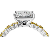White gold Princess Cut Diamond Side Stone Solitaire Ring with Round with Yellow Sapphire side stone and Four-Prong Setting_4