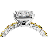 White gold Princess Cut Diamond Side Stone Solitaire Ring with Round with Yellow Sapphire side stone and Four-Prong Setting_4