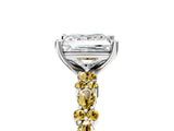 White gold Princess Cut Diamond Side Stone Solitaire Ring with Round with Yellow Sapphire side stone and Four-Prong Setting_5