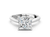 White gold Princess Cut Diamond Solitaire Engagement Ring with Cathedral Setting and Four-Prong Mount_14