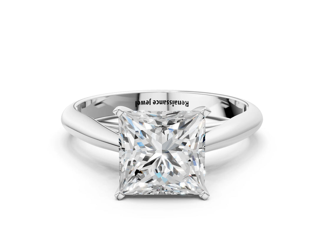 White gold Princess Cut Diamond Solitaire Engagement Ring with Cathedral Setting and Four-Prong Mount_26