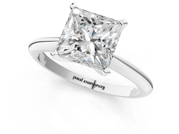 Platinum 1.03 Carat D VVS1 Princess Diamond Solitaire Engagement Ring with Classic Band and Four-Prong Setting
