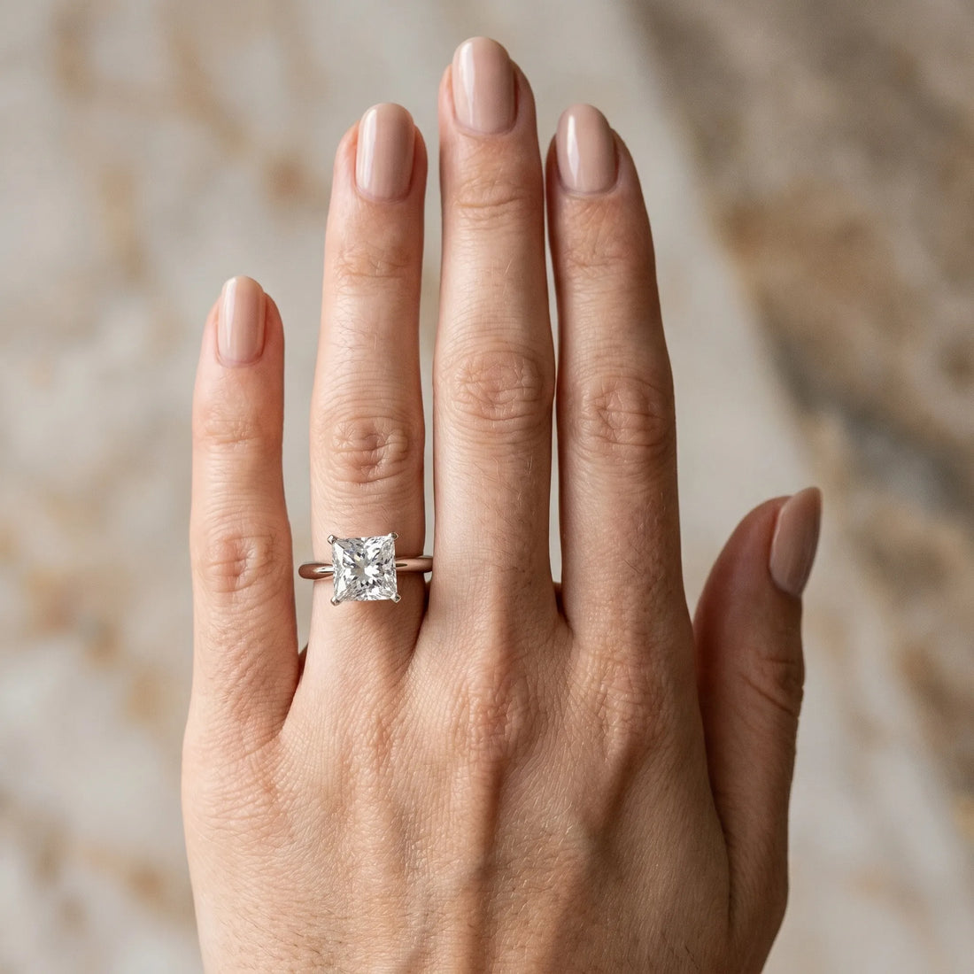 White gold Princess Cut Diamond Solitaire Engagement Ring with Classic Band and Four-Prong Setting_181